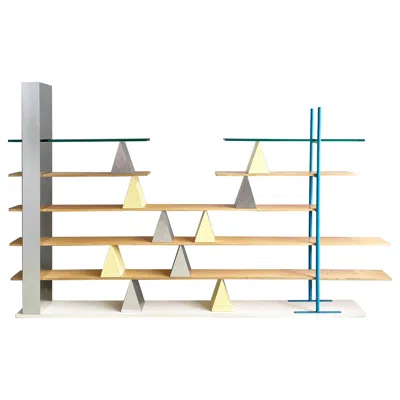 Pre-owned Memphis Milano Italian Modern Glass, Wood Metal Bookcase Gritti By Andrea Branzi Memphis, 2000s In Brown