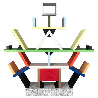 Pre-owned Memphis Milano Italian Modern Laminate Bookcase Carlton By Ettore Sottsass For Memphis, 1981 In Brown