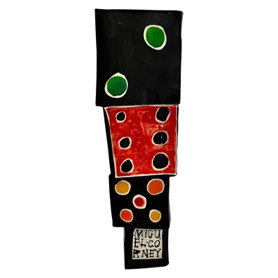 Pre-owned Memphis Milano Large Post Modern "stacked Dice Vase" Art Sculpture By Artist Michael Corney In Black
