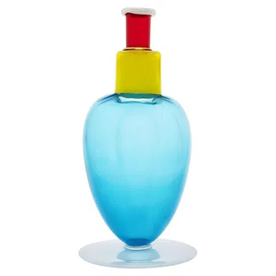 Pre-owned Memphis Milano Marco Zanini "chiri" Italian Murano Glass Vase For  In Blue