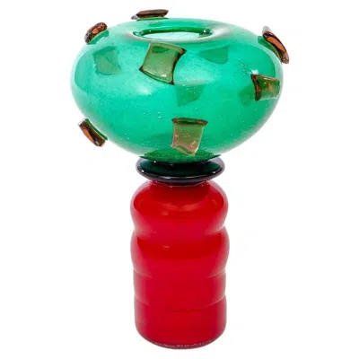 Pre-owned Memphis Milano Murano Glass Vase Donna Luisa By H. J. Weinand Produced By Memphis, 1985 In Blue