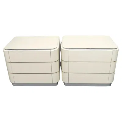 Pre-owned Memphis Milano Pair Post Modern Taupe White Laminate 3 Drawer Chrome Nightstands