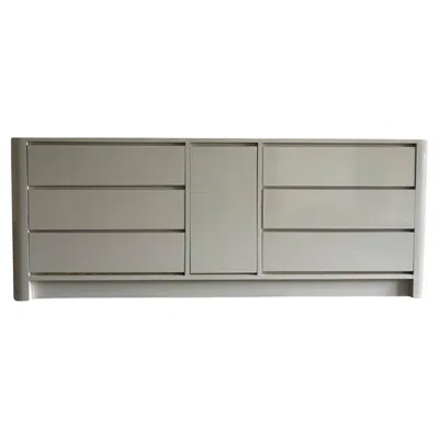 Pre-owned Memphis Milano Pop Art Post Modern White Gloss Laminate Custom 6 Drawer Dresser Or Credenza
