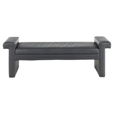Pre-owned Memphis Milano Post Modern Gray Leather Fully Upholstered Leather Bench 1980s