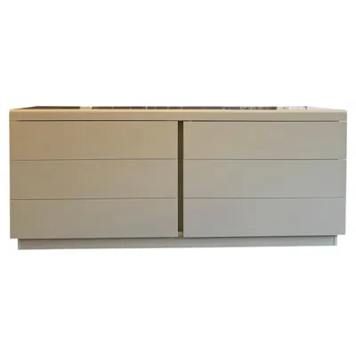 Pre-owned Memphis Milano Post Modern Taupe Beige Gloss Lacquer 6 Drawer Long Dresser Italy In Brown