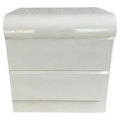 Pre-owned Memphis Milano Post Modern White Gloss Laminate Waterfall 2 Drawer Nightstand