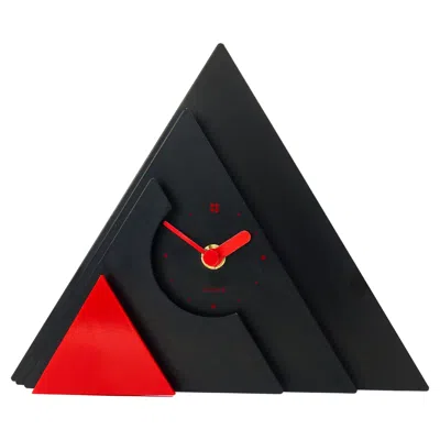 Pre-owned Memphis Milano Postmodern Pyramid Desk Or Table Clock By Makiko Taniguchi, Japan, 1980s In Black