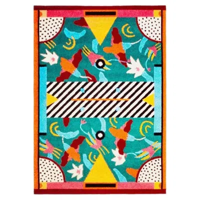 Pre-owned Memphis Milano "riviera" Luxury Postmodern Wool Rug By Nathalie Du Pasquier In Beige