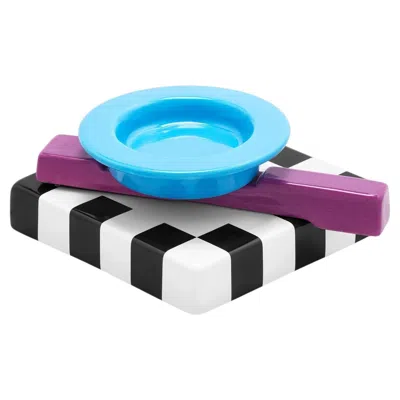 Pre-owned Memphis Milano "squash" Centerpiece Table Ceramic Bowl Ashtray By Mar�a Sanchez In Blue