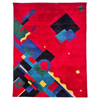 Pre-owned Memphis Milano Xxl Postmodern Rug In Style Of Memphis Group, 100% Acrylic, Italy 1990s In Red
