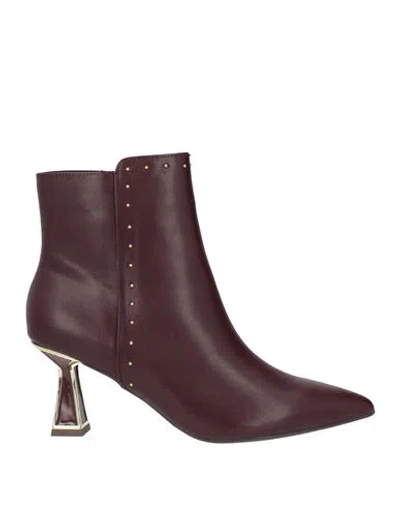 Menbur Woman Ankle Boots Burgundy Size 10 Synthetic Material In Red