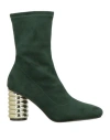Menbur Woman Ankle Boots Dark Green Size 8 Textile Fibers In Multi
