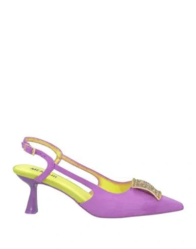 Menbur Woman Pumps Mauve Size 6 Textile Fibers In Purple
