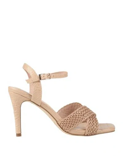 Menbur Woman Sandals Beige Size 8 Textile Fibers