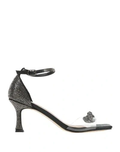 Menbur Woman Sandals Black Size 7 Textile Fibers, Plastic