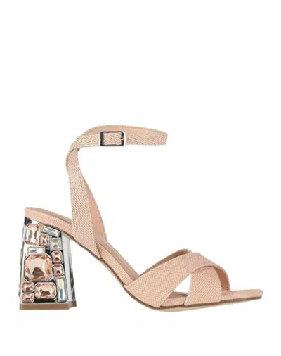 Menbur Woman Sandals Blush Size 10 Textile Fibers In Pink