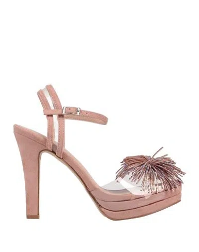 Menbur Woman Sandals Blush Size 6 Textile Fibers In Pink