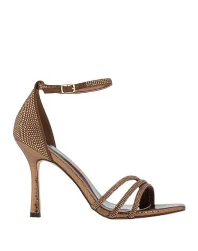 Menbur Woman Sandals Bronze Size 10 Textile Fibers In Yellow