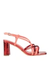 Menbur Woman Sandals Coral Size 8 Textile Fibers In Red