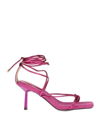 Menbur Woman Sandals Fuchsia Size 10 Textile Fibers In Pink