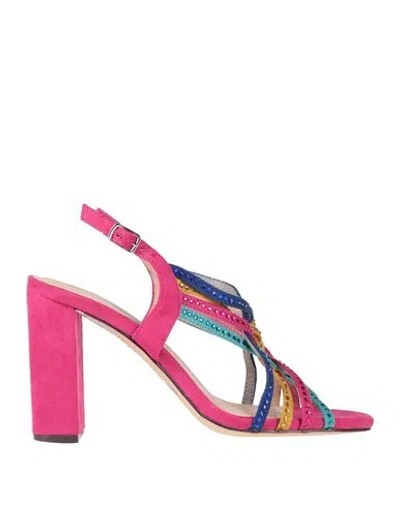 Menbur Woman Sandals Fuchsia Size 6 Textile Fibers In Pink