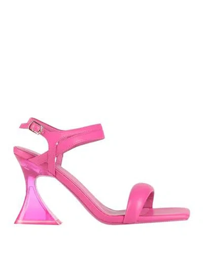 Menbur Woman Sandals Fuchsia Size 8 Textile Fibers In Pink