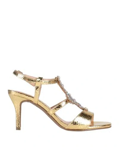Menbur Woman Sandals Gold Size 8 Textile Fibers