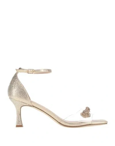 Menbur Woman Sandals Gold Size 8 Textile Fibers, Plastic