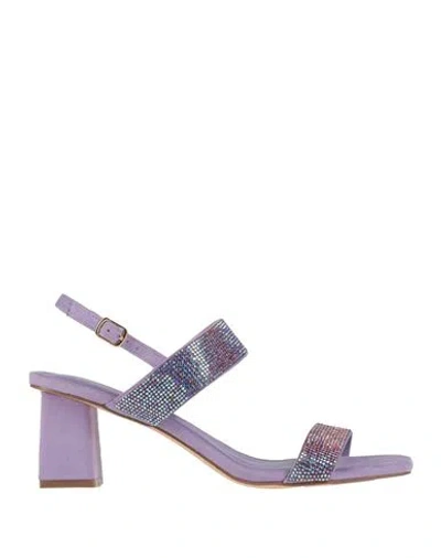 Menbur Woman Sandals Lilac Size 8 Textile Fibers In Purple