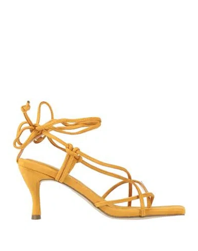 Menbur Woman Sandals Mustard Size 7 Leather In Yellow