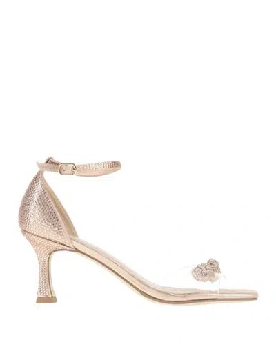 Menbur Woman Sandals Rose Gold Size 6 Textile Fibers, Plastic