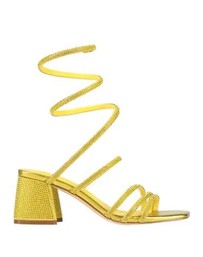 Menbur Woman Sandals Yellow Size 7 Textile Fibers