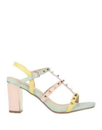 Menbur Woman Sandals Yellow Size 8 Textile Fibers In Multi