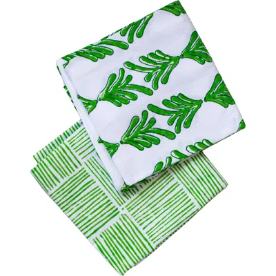 Mended Tea Towel Set In Green