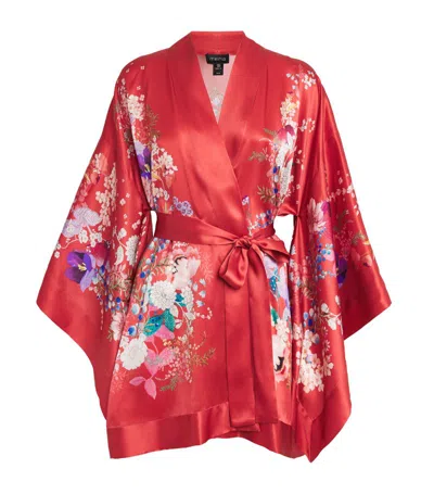 Meng Silk-satin Floral Kimono In Multi