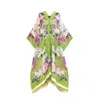 Meng Women's Apple Green Silk Georgette Kaftan In Green