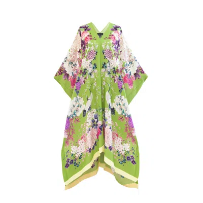 Meng Women's Apple Green Silk Georgette Kaftan