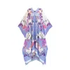 Meng Women's Blue / Pink / Purple Cornflower Blue Silk Georgette Kaftan In Blue/pink/purple