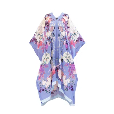 Meng Women's Blue / Pink / Purple Cornflower Blue Silk Georgette Kaftan