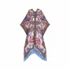 Meng Women's Brown Chocolate Watercolour Flowers Silk Georgette Kaftan In Brown