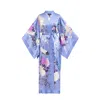 Meng Women's Cornflower Blue Silk Satin Kimono In Blue