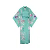 Meng Women's Green Sunrise Silk Satin Kimono In Green