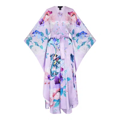 Meng Women's Pink / Purple Lavender Silk Satin Wrap Dress