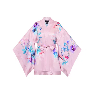 Meng Women's Pink / Purple Pink Silk Satin Short Kimono