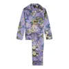 Meng Women's Pink / Purple Purple Crane Silk Satin Pyjama Set In Pink/purple