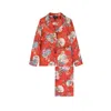 Meng Women's Red Silk Satin Pyjama Set In Red