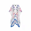 Meng Women's White Watercolour Flowers Silk Georgette Kaftan In White