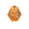 Meng Women's Yellow / Orange Orange Silk Satin Short Kimono In Yellow/orange