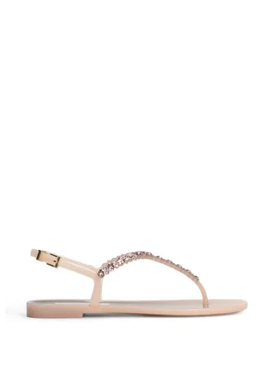 Menghi Crystal-embellished Slingback Sandals In Neutral