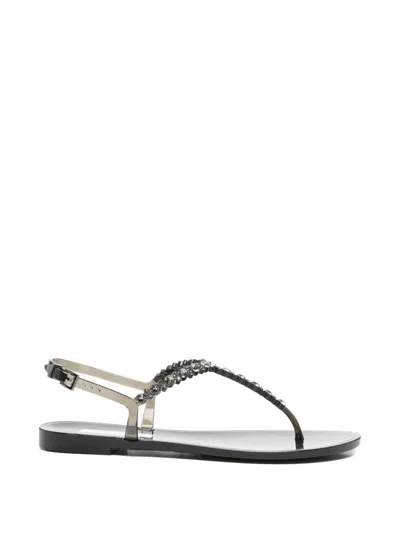 Menghi Crystal-embellished Jelly Sandals In Black